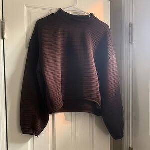 Prana Women's cropped Ribbed Crewneck Sweater in Brown